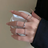 Daiiibabyyy  7 Pcs European and American Simple Circle Rings Set Fashion Design Sense Ring Lovers Gold and Silver Hand Jewelry