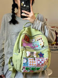 Daiiibabyyy  Patch Cute Girl Japanese Canvas Backpack Junior High School Students Niche Design Backpacks Campus All-match Bags
