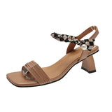 DAIIIBABYYY  -  White Black Woman Ankle Strap Sandals Leather Cross-Tied High Heels Shoes Sexy Lace Up Party Pumps shoe Size 35-42
