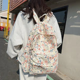 Daiiibabyyy  Fashion Flower Print Women's Backpacks Multifunction Large Capacity School Backpack Zipper Book Bag Students