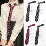 Daiiibabyyy Japanese Vintage Cravat Striped JK Necktie Uniform Bow Tie Clothes Accessories Versatile Neckwear Student Fashion Necktie