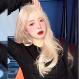 DAIIIBABYYY  -  Fashionable Long Curly Hair Middle Parted Side Bangs Big Wave Lazy Curling Summer Full Head Cover
