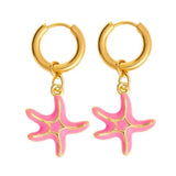 Daiiibabyyy  Personality Jewelry Accessories Enamel Fish Earrings Lip Alloy Charms Ear Buckle Dripping Oil Starfish Hoop Earrings Girls