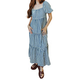 Daiiibabyyy  Bohemian Style Floral Print Maxi Dress with Off-Shoulder Ruffle Sleeves and V-Neckline for Women Summer Beach Party