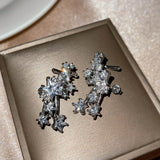 Daiiibabyyy  New Design Five-pointed Star 925 Silver Needle Earrings Shiny AAA Zircon Clip Earring Ear Accessories For Women