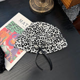 DAIIIBABYYY  -  Korean Niche Leopard Print Hand-sewn Bow Decorative Pullover Hat Spring and Summer Thin Breathable Skull Beanie Cap for Women's