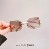 Daiiibabyyy  European American Style Sunglasses Female Fashion Stylish Big Size Rimless Women Sun Glasses UV Protection Outdoor Sunglass