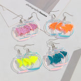 Daiiibabyyy  Cute Glitter Acrylic Fish Tank Dangle Earrings for Women Colorful Marine Animals Drop Earring Summer Beach Jewelry Accessory