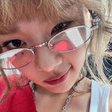 DAIIIBABYYY  -  New Rhinestone Diamonds Sunglasses Bling Shades New Fashion Small Metal Oval Women Men Fashion Eyeglasses Frames Unisex 2024