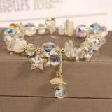 Daiiibabyyy  Fashion Purple Crystal Bead Bracelet For Women Exquisite Shiny Zircon Pentagram Pendant Bracelet Wristband Jewelry Gift
