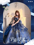 Daiiibabyyy  Oil Painting Style Princess Dress, Girl Starry Sky Lolita Dress Girl Cute Costume Party Dance Outfit