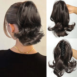 Daiiibabyyy  Synthetic Ponytail Extension Short Wave Curly Ponytail Clip in Claw Hair Extension Natural Synthetic Hairpiece for Women