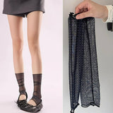 Daiiibabyyy  Colorful Ins Polka Dot Socks for Summer Thin Silk Sheer Breathable Leg Warmers Cute Footless Ankle Cuffs Trendy Calf Sleeves