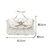 Daiiibabyyy  Elegant Pink Bow Rhinestone Underarm Bag Sweet Lolita Pleated Shoulder Bags Portable Bow Handle Handbag Cute Ita Purse Trendy