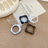 Daiiibabyyy  5-piece retro elegant style wide resin ring set for women, simple and personalized, versatile design, stacked ring set