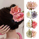Daiiibabyyy 3D Double-sided Flowers Hair Claw Clip Vacation Beach Women Ponytail Hairpin Bride Wedding Party Headwear Decor Hair Accessories