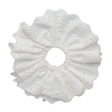 Daiiibabyyy  Elegant White Lace Scrunchie Double Layer Large Hair Tie Hairband for Bun Soft Elastic Hair Rope French Style Hair Accessory
