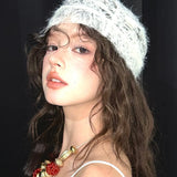 Daiiibabyyy  Retro French Bridal Lace Hat, Super Immortal, Elegant, Niche, Dreamy Atmosphere, Hollow Top Hat, Exquisite Wedding Decoration