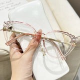 Daiiibabyyy  Fashionable New Cat Eye Glasses for Men and Women, Ultra Light Full Frame Glasses, High-definition Anti Blue Light Glasses