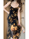 Daiiibabyyy  Floral Print Maxi Dress Women's Summer Slimming Date Meeting Skirt High Waist A-Line Gown Casual Chic Ladylike Style Long Dress