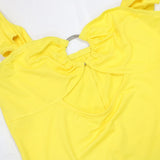 DAIIIBABYYY  -  Sexy Dresses Yellow for Women 2025 Summer New Square Neck Sleeveless Front Split Ruffles Ankle Length Elegant Birthday Dress Hot