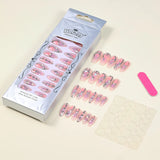 DAIIIBABYYYY  -  24pcs Ins 3D Fake Nail Patches Y2k Cool Girl Almond Press on Nail Full Cover Wearable European Geometry Printed False Nail Tips