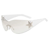 Daiiibabyyy  Cyberpunk All Inclusive Star Sunglasses Female Pilot Transparent Y2K Millennium Sunglasses Sports Cycling