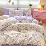 DAIIIBABYYY  -  New Little Fresh Pure Cotton Four Piece Set with 40 Thread Count All Cotton Bedding Ins Bed Sheet and Quilt Set with 4