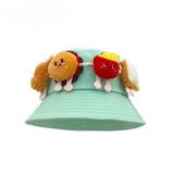 Daiiibabyyy  Breathable Sunscreen Basin Cap Adjustable French Fries Hamburger Fisherman Hat Plush Doll Lightweight Cartoon Sunshade Hat Kids
