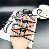Daiiibabyyy Simple black Claw Crab Elegant Girls metal grabbing clip  headdress female Ponytail Claw Clip Hair Jewelry Ornament  accessory
