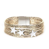 Daiiibabyyy  Boho Glitter Filled Slim Strips Leather Bracelet for Women Fashion Cute Stars Multilayer Wrap Bracelets Charm Jewelry