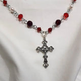 DAIIIBABYYY  -  stunning red cross necklace Black Gothic statement Rosary Style Grunge necklaces women   jewelrye y2k