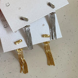 Daiiibabyyy  Elegent Long Tassel Drop Dangle Earrings for Women Metal Delicate Chain Two Wear Way Simple Sweet Luxury Jewelry Daily