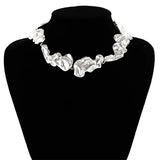 Daiiibabyyy 1Pc/Pair Unique Creative Exaggerated Irregular Metal Necklace Earrings Bracelet For Women Girls Fashion Trendy Punk Jewelry Gift