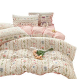 DAIIIBABYYY  -  Bedding Class A All Cotton Face Mask Dormitory Skin friendly Fresh Bed Sheet and Quilt Cover Pure Cotton Four piece Set Three