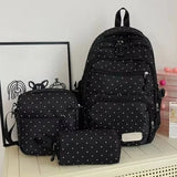 Daiiibabyyy  Nylon Polka Dot Backpack Set Stationery Storage Multi Compartment Girls Backpack Set Zipper Closure Student Backpack Girls Gifts