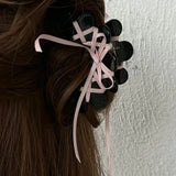Daiiibabyyy -  Acrylic Ballet Style Hair Claw Korean Ribbon Tie Bow Flowers Hair Clips Sweet Girl Wave Grab Clip Hair Accessories for Women