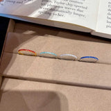 Daiiibabyyy  Y2K Colorful Full Zircon Open Ring Women Dopamine Thin Band Stackable Plain Ring Sweet Romantic Aesthetic Couple's Hand Jewelry