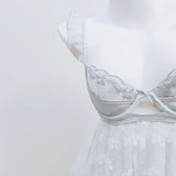 Daiiibabyyy  Elegant Pajamas Women's Sleep Dress Mesh Satin Floral Suspender Nightdress Pure Underwear Loungewear Lingerie Sexy Sleepwear