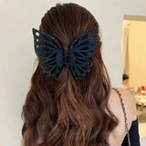 Daiiibabyyy  Large Double-layer Hollow Butterfly Grab Clip Diamond-encrusted Hairpin  Shark Clip  Disc Hair Clip  Fashion Headgear
