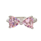 Daiiibabyyy  Korea Cute Rabbit Ear Rings Girl Women Bunny Zircon Jewelry Opening Rings For Girlfriend Sweet Cool Wind Jewelry Gifts