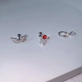 DAIIIBABYYY  -  1piece Helix Piercing Earring Stud Traugs Sleeper CZ Earring Angle Wing Korea Conch Piercing Screw Y2k  Body Jewelry Decoration