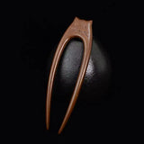 Daiiibabyyy  Cute Little Bear Cat U-shaped Handmade  Sandalwood Hairpin for Women Hanfu Accessory Temperament Hair Jewelry Gift