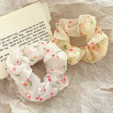DAIIIBABYYY  -  2024 Simple Sunny Cherry Mesh Scrunchies Large Hair Ropes Ties Women Elegant Up-do Hair Bands Gum Ponytail Holder White Headwear