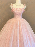 Daiiibabyyy  Spaghetti Straps Party Dresses 15 Quinceanera Dresses Sweet Flower Ball Gown 15 Year Old Dresses for Quinceanera Customized