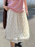 Daiiibabyyy  Vintage Summer Polka Dot  High Waist Mid-length A-LINE Folds All Match Mujer Faldas