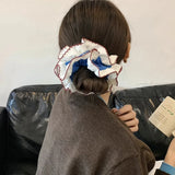 DAIIIBABYYY  -  Pleated red edge ballet style large intestine ring high sense versatile double lace hair band ponytail flower hair accessories