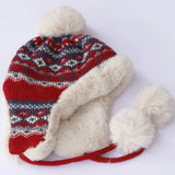 Daiiibabyyy  Autumn Winter Sherpa Peru Hat Ear Protection Warm Knitting Plush Ball Snow Ski Cap Hunting Balaclava Windproof Hats