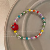 Daiiibabyyy  Cartoon Devil Elastic Beaded Bracelet Handmade Unique Design Jewelry Accessory