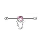 DAIIIBABYYY  -  1PC Industrial Piercing Barbells Jewelry Stainless Steel CZ Heart Ball Pearl Cartilage Helix Earring Body Piercing for Women Men